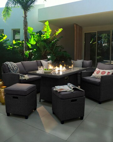 Amalfi Lounge Dining Set With Firepit