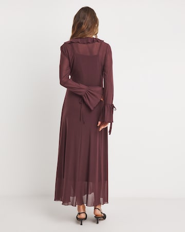Mesh Ruffle Detail Maxi Dress