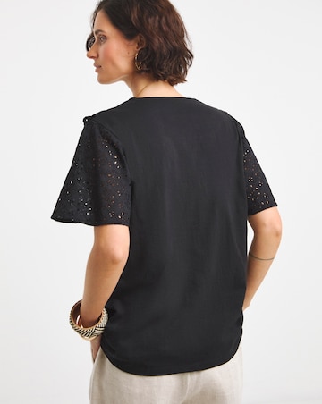 Pure Cotton Broderie Frill Jersey Back Top