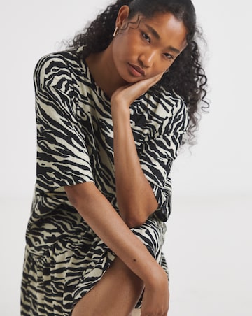 Simply Be Zebra Print Textured Jersey Drop Hem Smock Dress