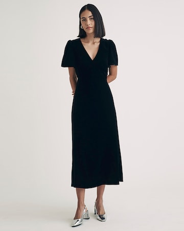 Nobody's Child Black Atlas Velvet Midaxi Dress