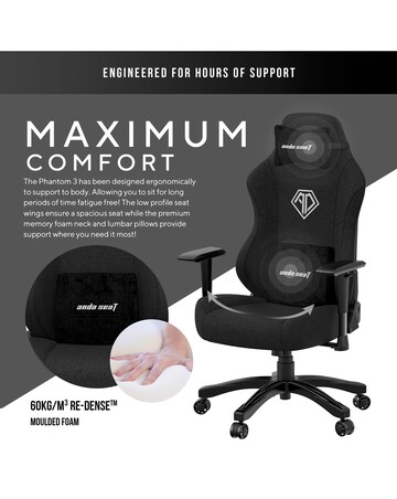 AndaSeat Phantom 3 Premium Gaming Chair - Black Fabric