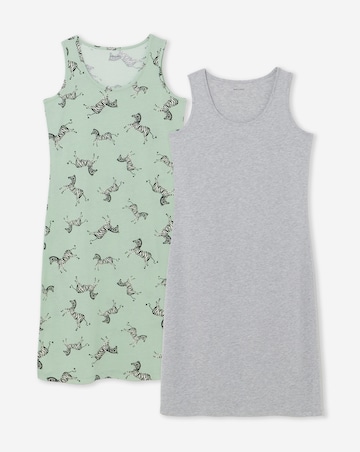 JD Williams (2 Pack) Value Midi Nighties Zebra/Grey