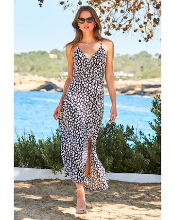 Sosandar Spot Print Split Detail Jersey Maxi Dress