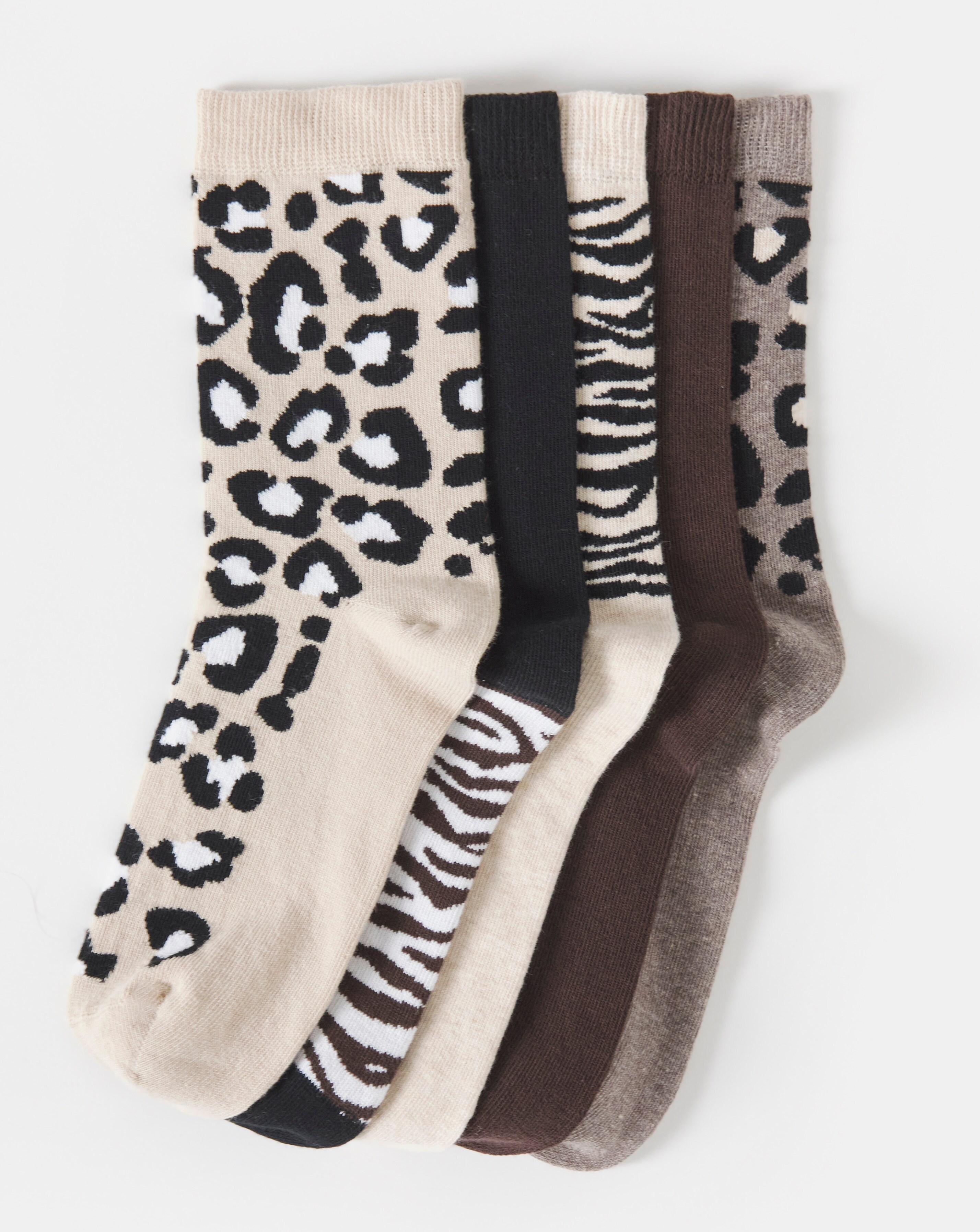 Pretty Secrets (5 Pair Pack) Ankle Socks (Wide Fit) Animal