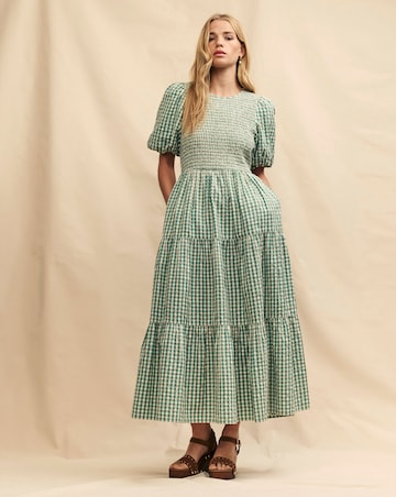 Nobody's Child Green Gingham Tiered Charlie Midaxi Dress