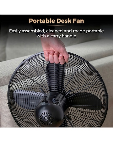 Tower 12 Black & Rose Gold Cavaletto Metal Desk Fan