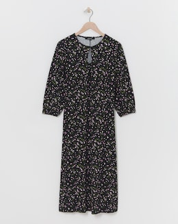 Soft Touch Midi Dress With Key Hole Neck