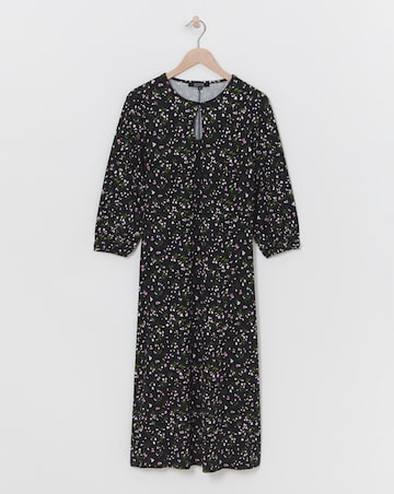 Soft Touch Midi Dress With Key Hole Neck