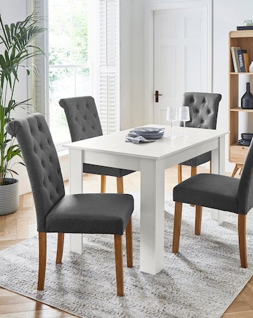 Dakota 4 Seater Dining Table with 4 Ava Button Back Chairs