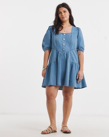 Simply Be Light Blue Meadow Mini Denim Dress