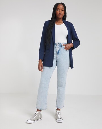 Navy Stretch Ponte Jersey Relaxed Blazer
