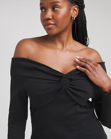 Black Knot Front Bardot Top