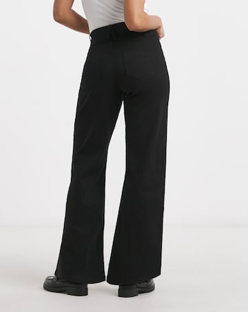 Black Stretch Wide Leg Pull On Jeggings