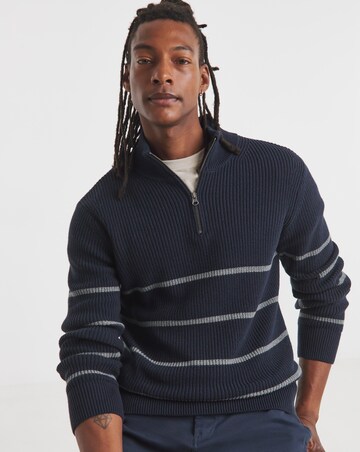 Fisherman Stripe 1/4 Zip Knitted Jumper