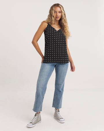 Spot Print Lightweight V Neck Strappy Cami