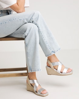 Kelly Elastic Strap Wedge Espadrille Sandals - Extra Wide Fit (EEE)