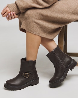 Vada Classic Multi Buckle Biker Boots - Extra Wide Fit (EEE)