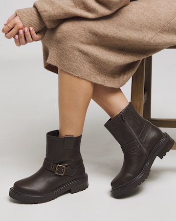Vada Classic Multi Buckle Biker Boots - Extra Wide Fit (EEE)