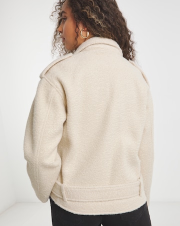 Ecru Boiled Faux Wool Biker