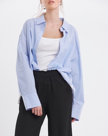Black Textured Jersey Wide Leg Trousers