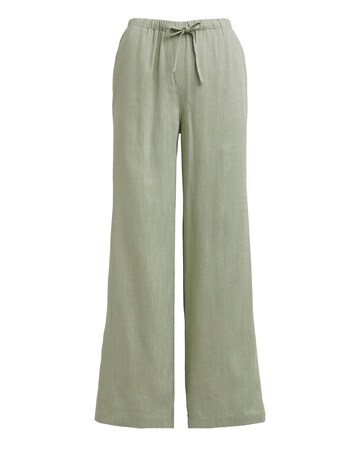 Simply Be Khaki Tie Waist Linen Mix Wide Leg Trousers