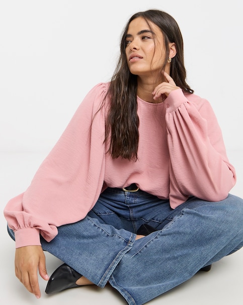 Simply Be Pink Exaggerated Sleeve Blouse