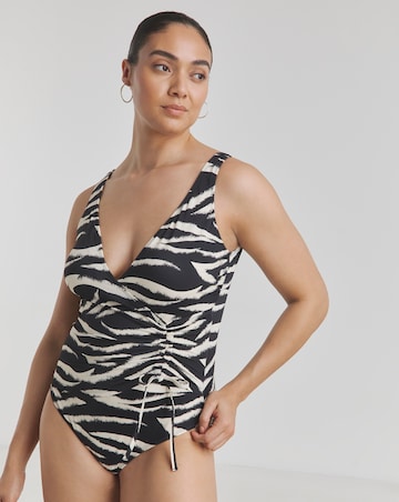 Zebra Print Wrap Over Swimsuit