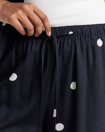 Spot Print Tie Hem Linen Trouser