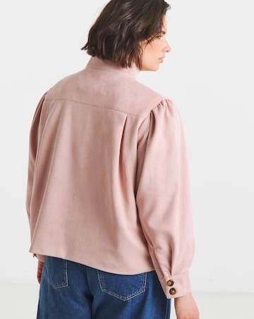 Simply Be Soft Pink Funnel Neck Suedette Jacket