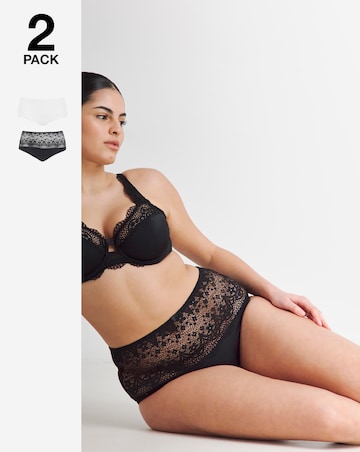 Pretty Secrets (2 Pack) Lottie Lace Full Brief Knickers Black/White