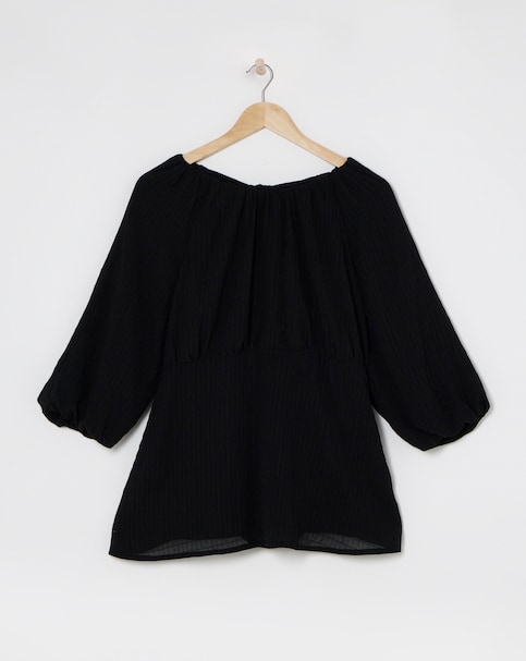 Exposed Back Textured Swing Top - Black