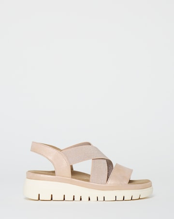 Cushion Walk Rose Gold Shimmer Stretch Strap Flatforms - Extra Wide Fit (EEE)