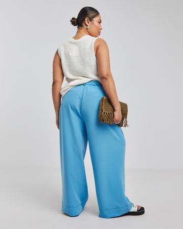 Simply Be Blue Wide Leg Tailored Trouser