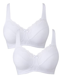 Pretty Secrets (2 Pack) Non Wired Cotton White Bras (B-G) White