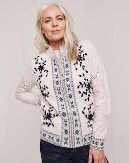 Julipa Zip Up Embroidered Knitted Jacket
