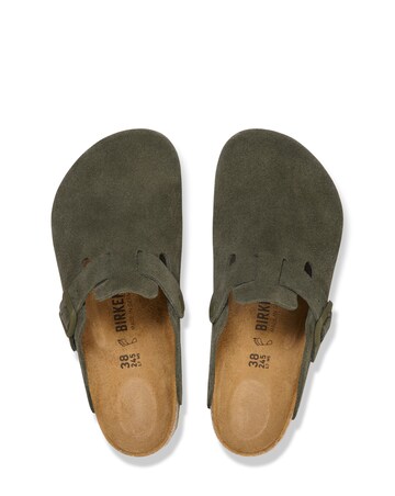 Birkenstock Classic Suede Boston Clogs - Thyme