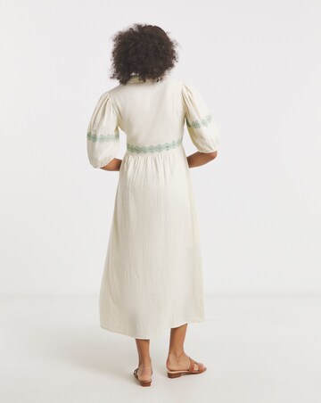 Native Youth Double Gauze Embroidered Midaxi Dress
