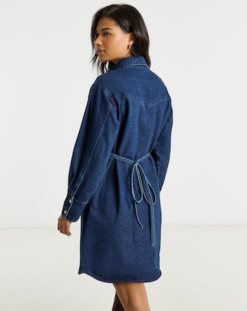 Simply Be Dark Wash Belted Oversized Shirt Dress