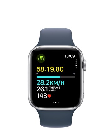 Apple Watch SE GPS 44mm Silver Aluminium Case, Storm Blue Sport Band - M/L