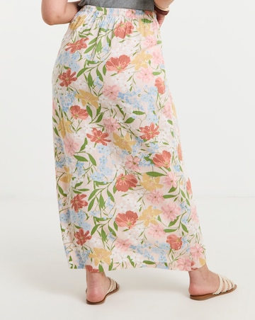 Linen Blend Wrap Midaxi Skirt