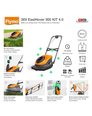 Flymo 36V EasiHover 300 Cordless Hover Lawnmower