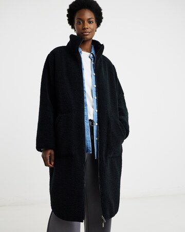 Dark Navy Reversible Borg Quilted Coat