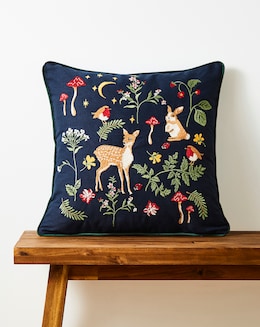 Woodland Animals Embroidered Cushion