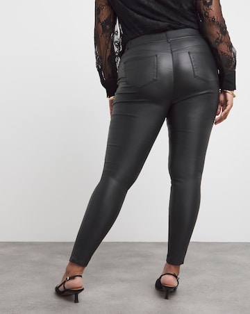 Black Coated Pull On Skinny Jeggings