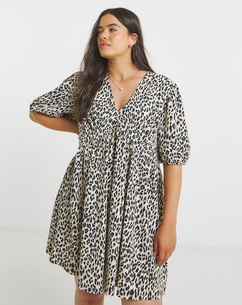 Simply Be Animal Waffle Waist Detail Skater Dress