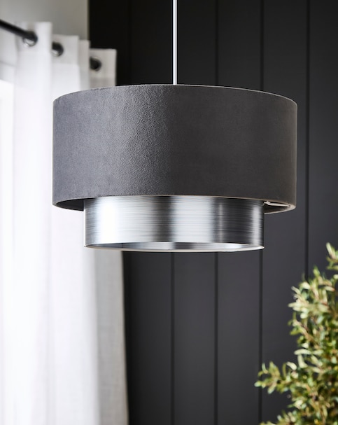 Melody Silver and Grey Velvet Tiered 40cm Shade