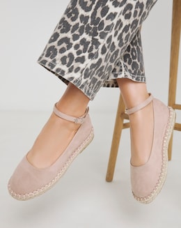 Daphne Espadrille Ballerina With Ankle Strap - Wide Fit (E)