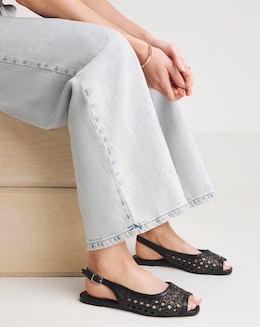 Cara Slingback Peep Toe Shoes - Wide Fit (E)