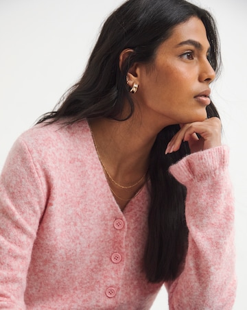 Pink Frill V-Neck Cardigan